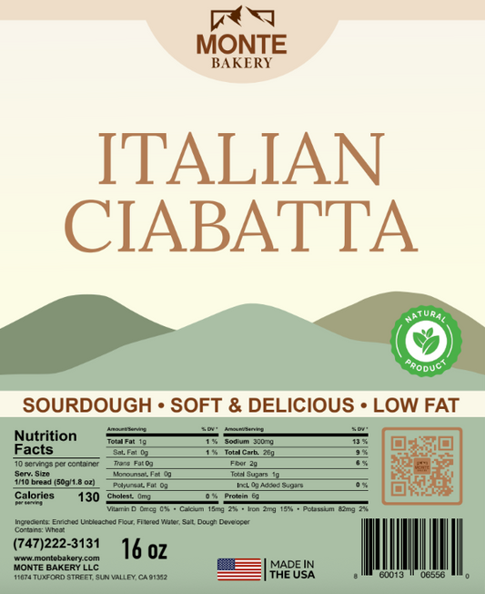 Monte Bakery - Italian Ciabatta - 16 oz.
